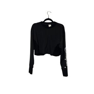 Champion Women Black‎ Cropped Long Sleeve Athletic Top Shirt Size S